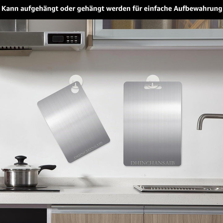 Titan Schneidebrett, 2 Pcs Schneidebrett Edelstahl, Titan Chopping Board, Schneidebrett Metall, Dopp