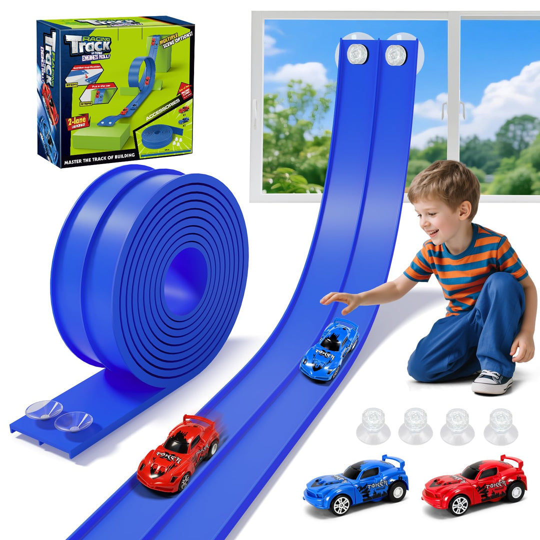 Autorennbahn 5M Inklusive 2 Autos: KETIEE Flexible Rennstrecke Auto Rennbahn Spielzeug Autobahn Kind