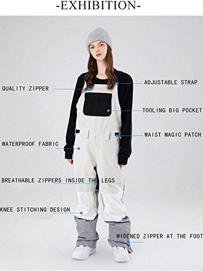 HOTIAN Damen-Schnee-Lätzchen, Wasserdicht Winddicht Isolierte Skihose, verschleissfeste Latzhose, Wa