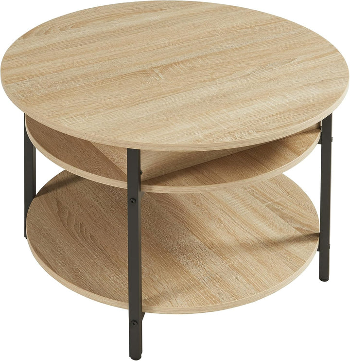 [en.casa] Couchtisch mit Hebeplatte rund Kandas Wohnzimmertisch mit Stauraum Ø70 x 49 cm Kleiner Tis