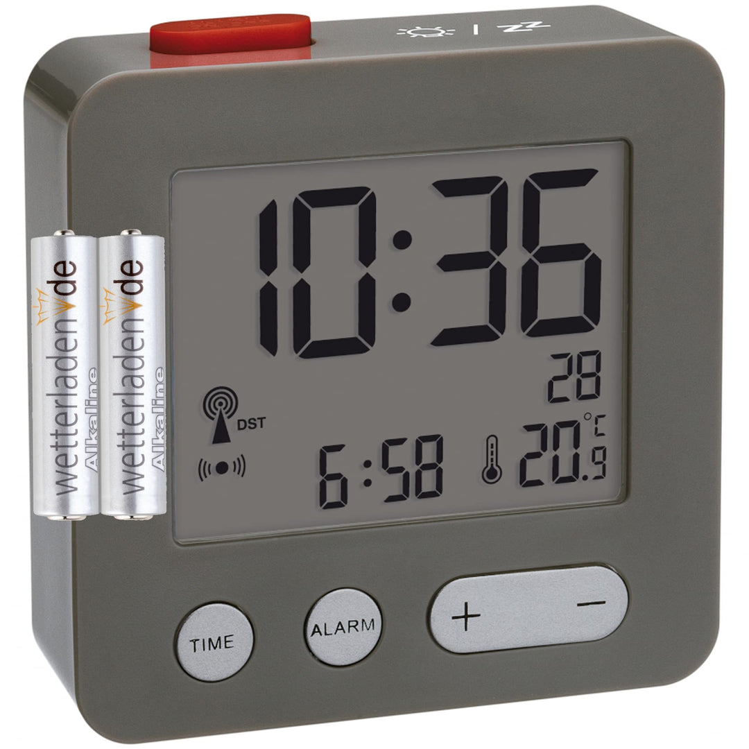 TFA Dostmann 60.2545 Digitaler Funk-Wecker Anthrazit, Anthrazit