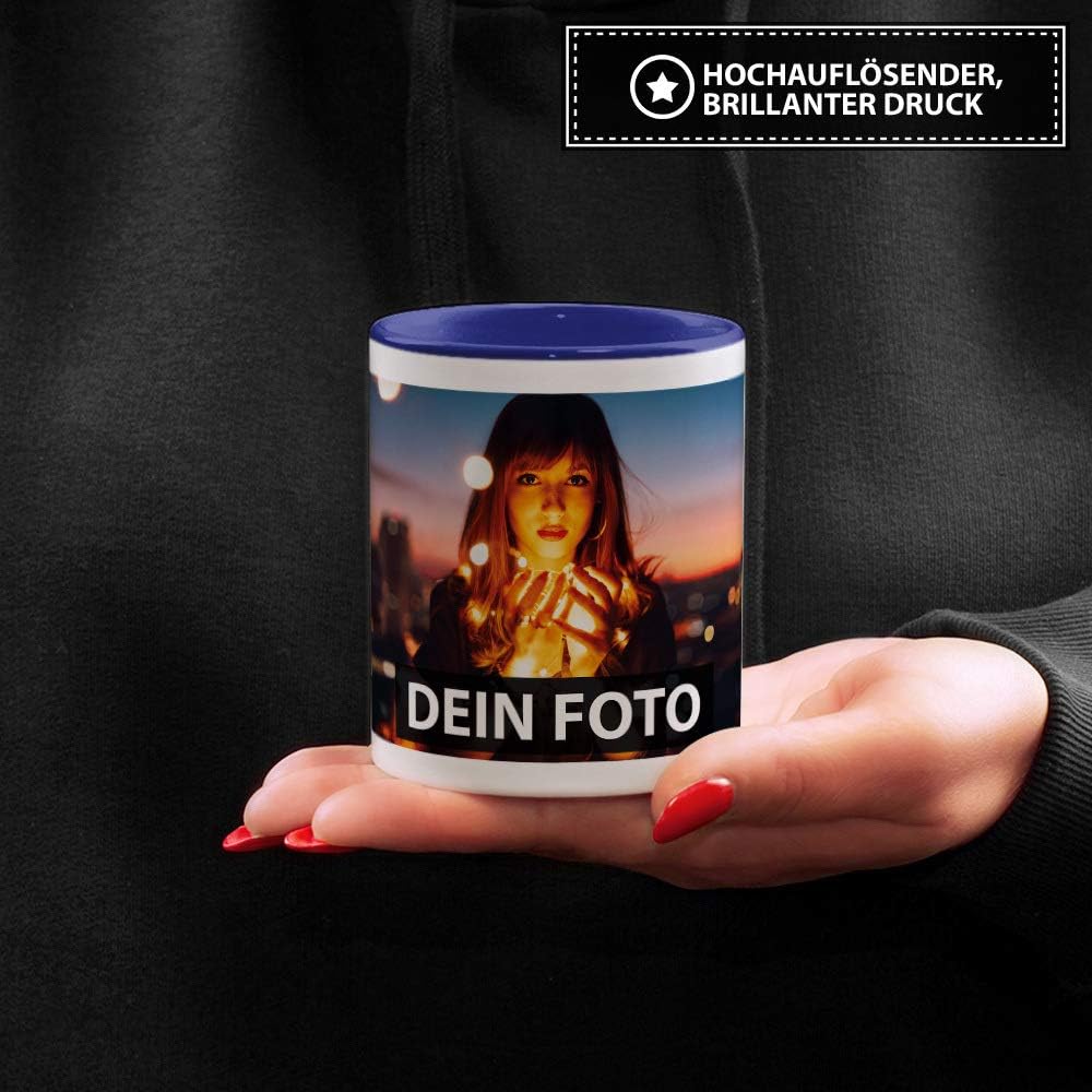 Foto-Tasse zum selbst gestalten mit Foto und Text/mit individuellen Druck in Profiqualität/Personali