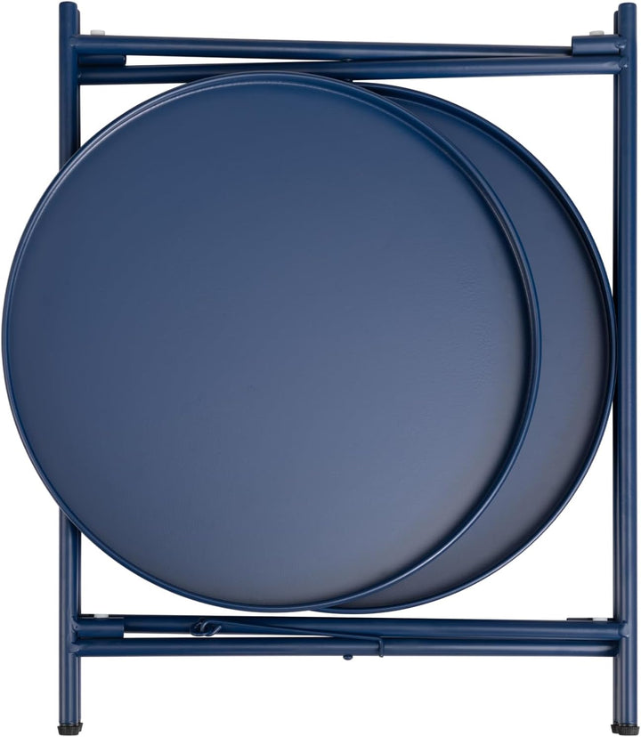 HollyHOME Runder Beistelltisch, 2 Ebenen Beistelltisch Metalltablett, Snacktisch, Couchtisch, Teetis