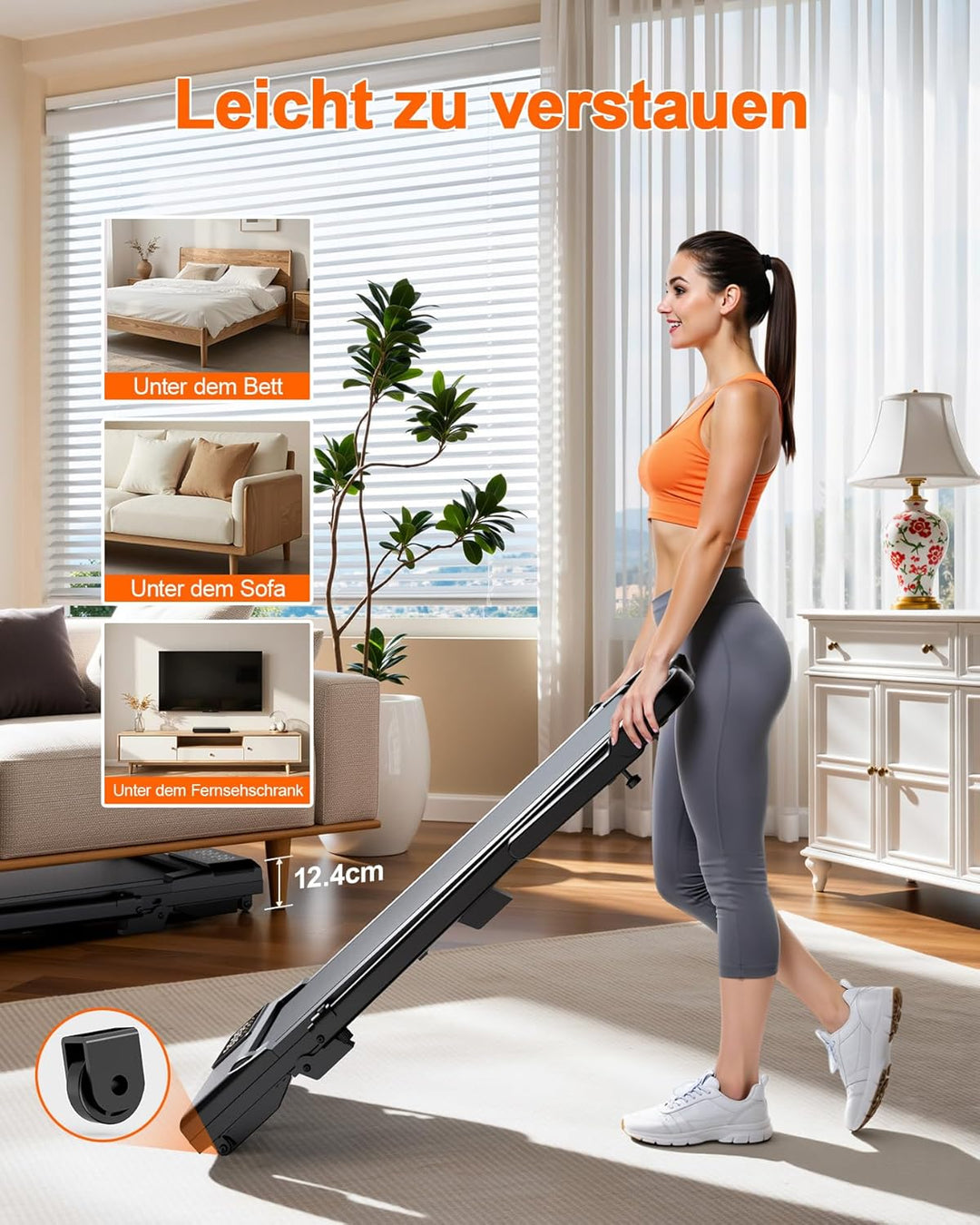 Walking Pad mit Steigung 6% Lacuffy, Laufband für Zuhause 6km/h & 12km/h mit Fernbedienung und App,