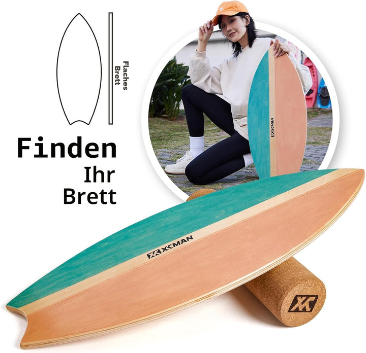 XCMAN Surf Balance Board Trainer Mit Rolle - Stabilitätstrainer Für Erwachsene Und Kinder, Zum Surfe