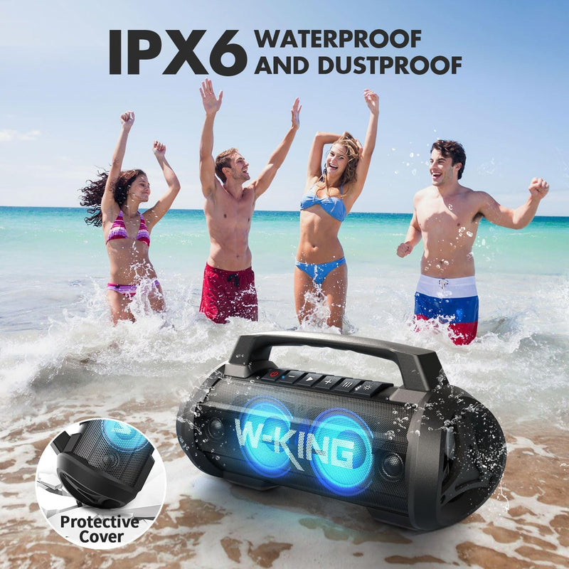 W-KING 70W(90W Peak) Bluetooth Lautsprecher mit Mikrofon, Partybox Bluetooth Musik Boxen gross HiFi