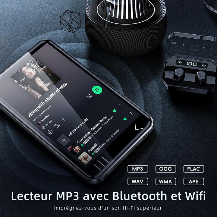 HIFI WALKER G7 MP3-Player mit Bluetooth & WLAN, Android 13, 144 GB Speicher, 3 GB RAM, 4-Zoll HD-Tou