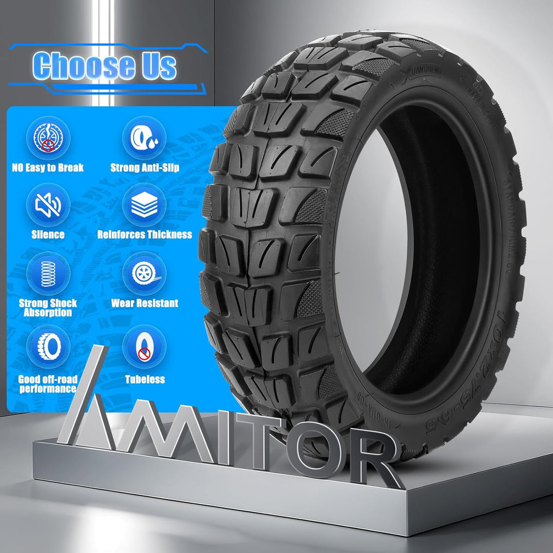 10x2.75-6.5 Tubeless Reifen, Off-road Vakuumreifen mit Ventil,10 Zoll E Scooter Ersatzreifen mit Ver