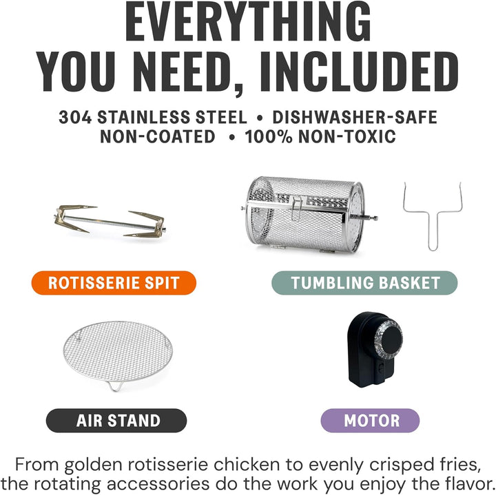 Fritaire ungiftig Air Fryer - 4,8 L Glasschale mit 360º Sieb, selbstreinigend, 200ºC Vortex für glei
