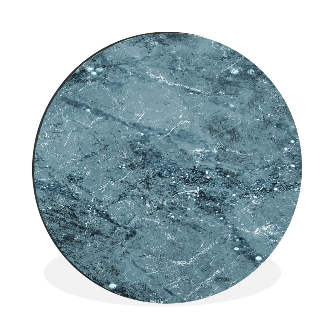 Wandbild Rund Wanddeko Deko Wohnzimmer Bilder 30x30 cm Marmor - Blau - Muster, 30x30 cm