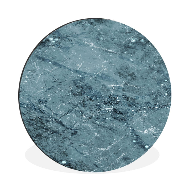 Wandbild Rund Wanddeko Deko Wohnzimmer Bilder 30x30 cm Marmor - Blau - Muster, 30x30 cm
