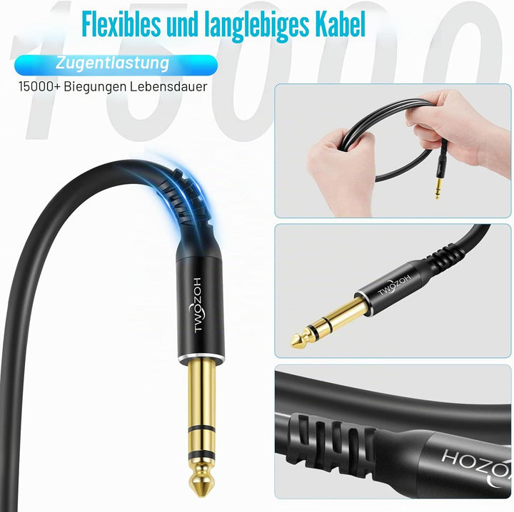 Twozoh XLR auf Klinke 6,3 10M, XLR Stecker auf TRS 6,35 mm Stereo Gitarrenkabel (Profesional/Hifi) 1