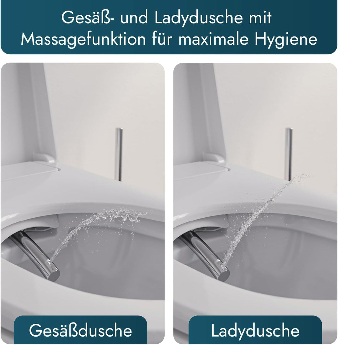 Bernstein Dusch-WC Pro+ 1102 in Weiss mit 5 Jahre Garantieerweiterung, Spülrandloses Hänge-WC mit Bi