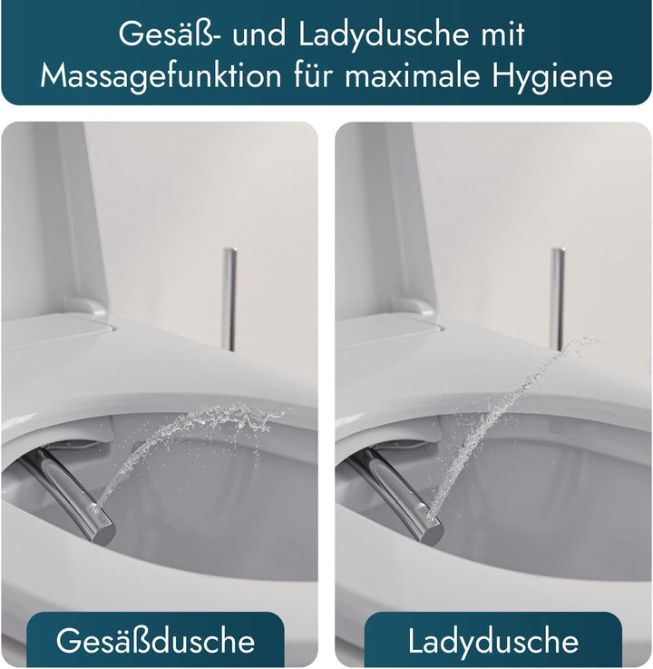 Bernstein Dusch-WC Pro+ 1102 in Weiss mit 5 Jahre Garantieerweiterung, Spülrandloses Hänge-WC mit Bi