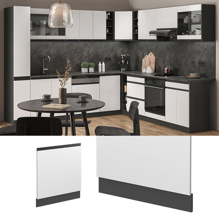 Vicco Frontblende R-Line, Weiss/Anthrazit, 60 cm J-Shape, ohne Arbeitsplatte Weiss Geschirrspülerble