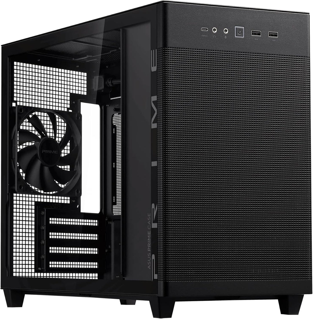 ASUS Prime AP201 MicroATX Gehäuse schwarz (33 Liter, unterstützt 280- & 360-mm-Kühler, Grafikkarten