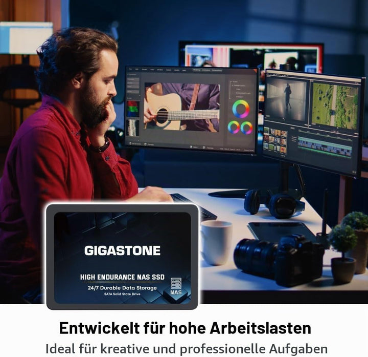 Gigastone NAS SSD 4TB SSD Festplatte (2er-Pack) Hohe Dauerhaltbarkeit SSD für 24/7 Dauerbetrieb NAS-