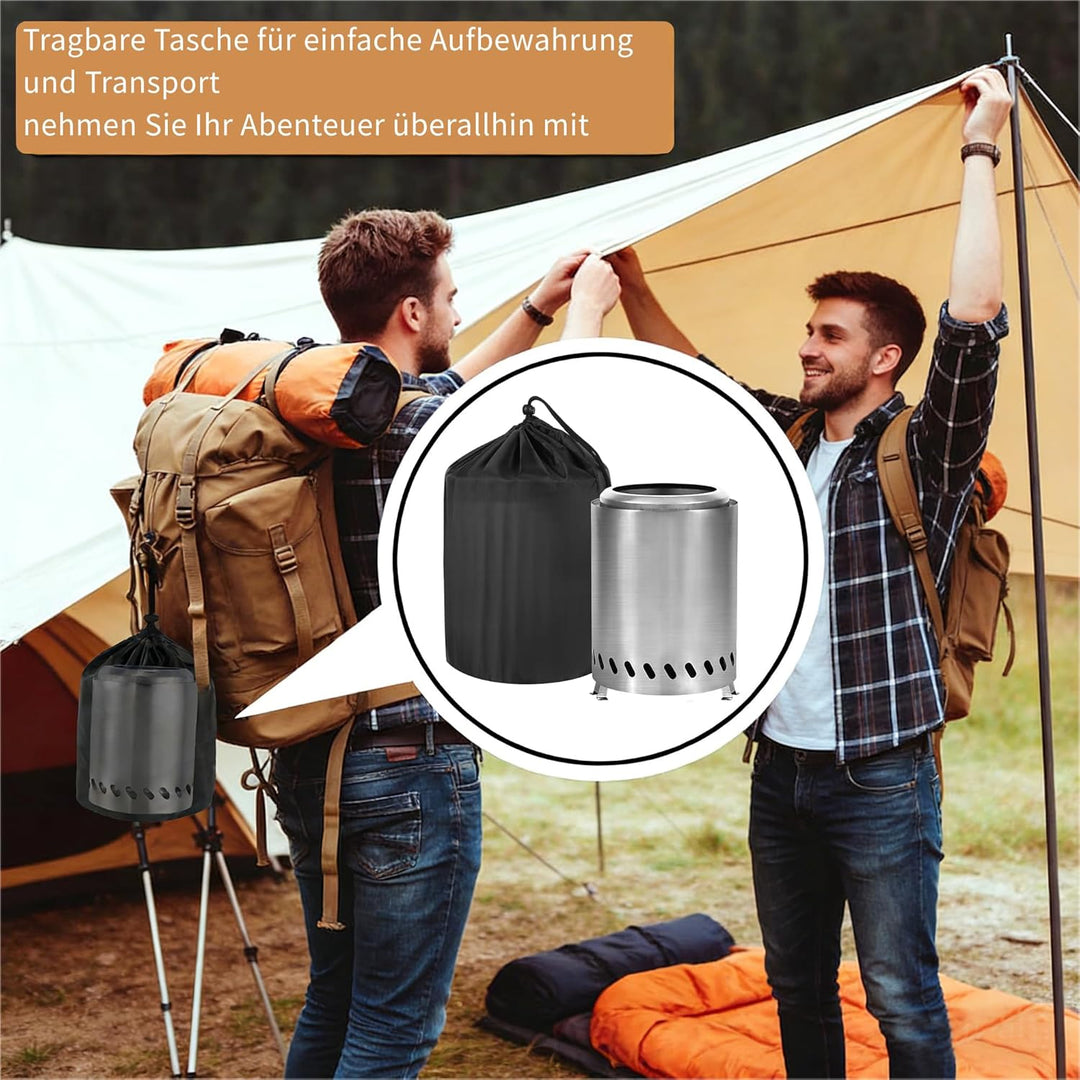 Rauchfreie Feuerschale 18cm Edelstahl – Tischkamin Outdoor für Garten & Balkon, Mini Feuerkorb für B