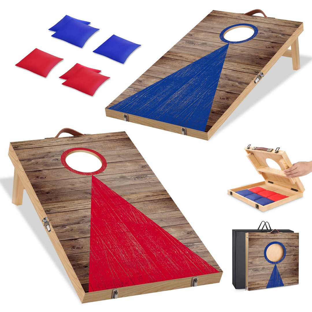 NZQXJXZ Cornhole Spiel Outdoor, 60 x 40 cm Faltbare Premium Corn Hole Boards aus Massivholz mit 6 Co