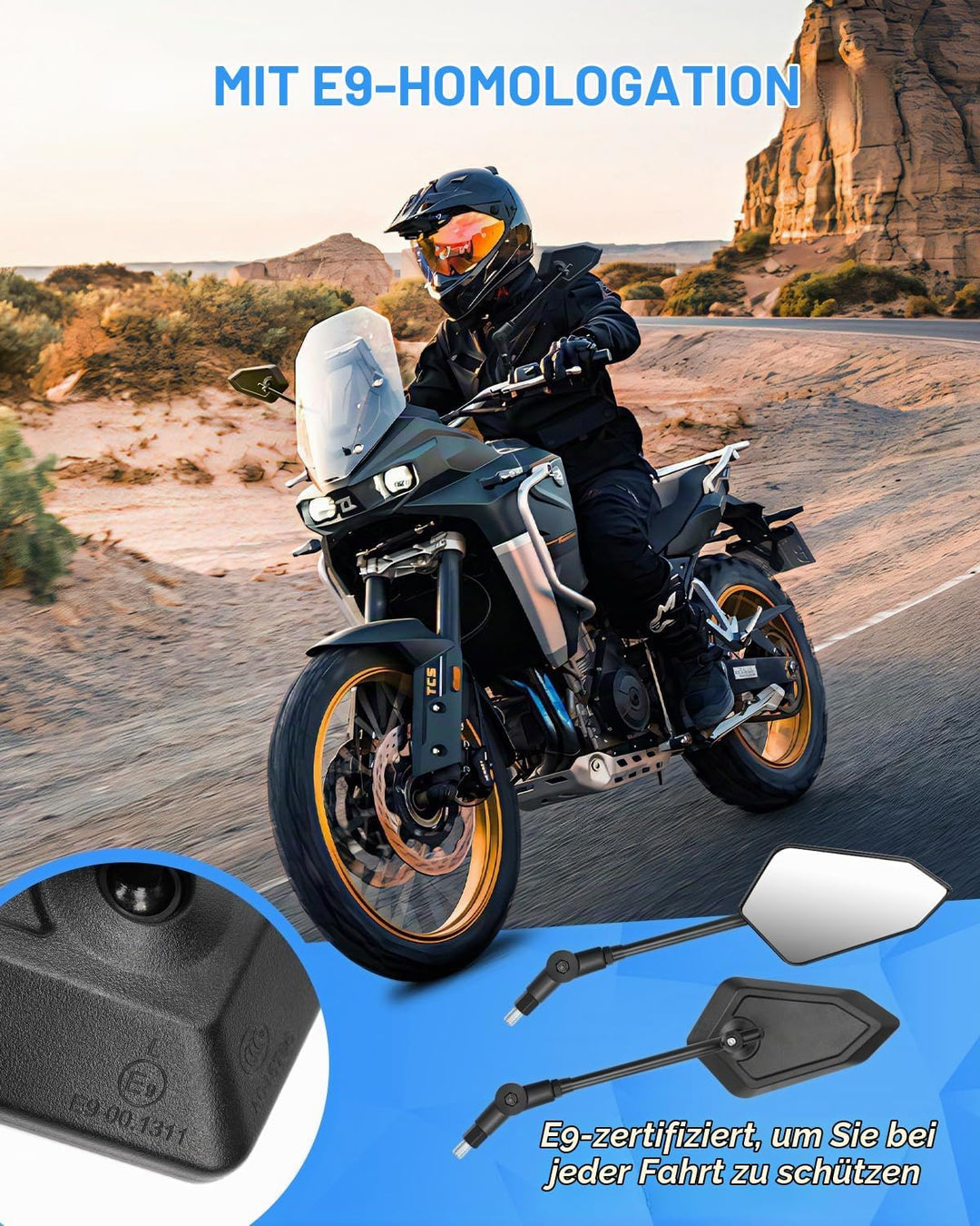 SUPAREE Motorrad Spiegel Klappbar Motorrad Rückspiegel M10 Lenkerspiegel motorrad e Geprüft 360°Dreh