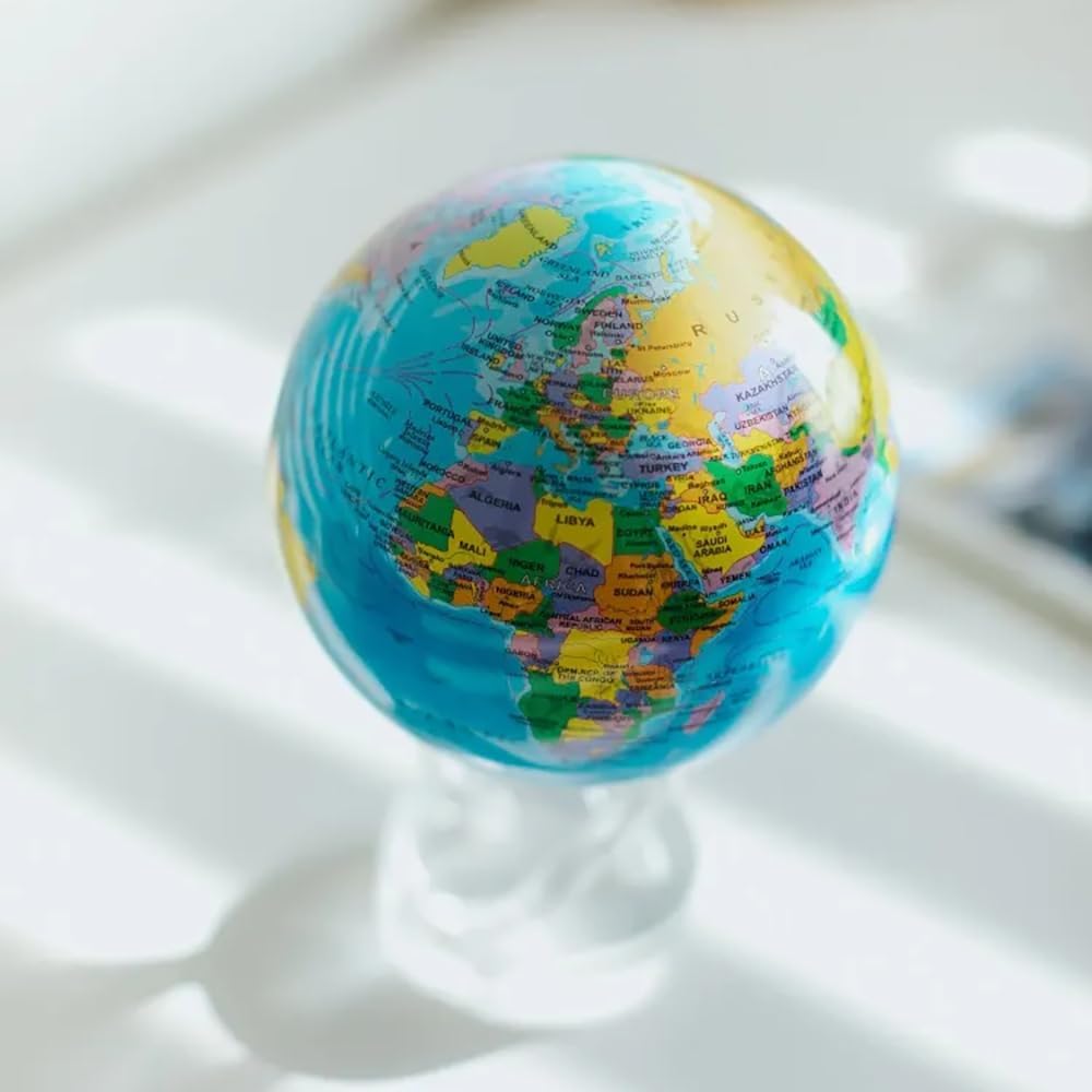 MOVA Globus Ozeanblau Politisch Klassik (4,5") – Rotierender Weltglobus mit Länderkarte, Solarbetrie