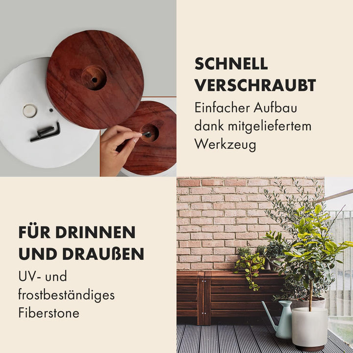 Fox&Fern Übertopf M mit Holzsockel - Blumentopf Gross inkl. Wasserabfluss - Blumentopf hoch 28cm - Ü