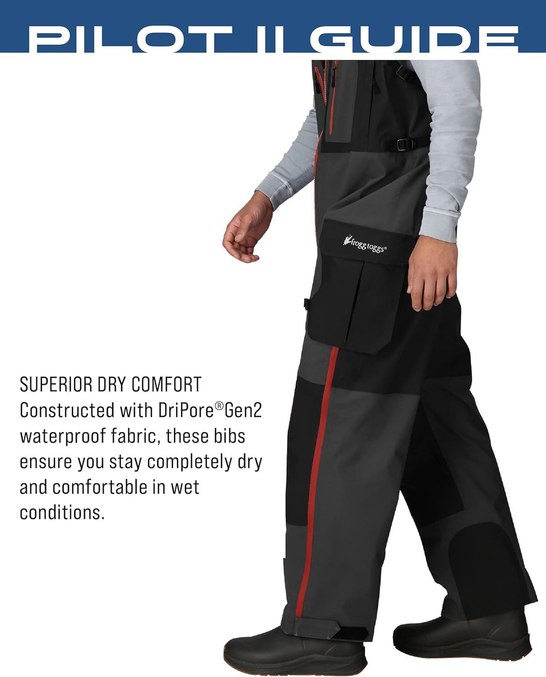 frogg toggs Herren Pilot Ii Guide Waterproof Breathable Rain Bib Pilotenführer Lätzchen (1er Pack) S