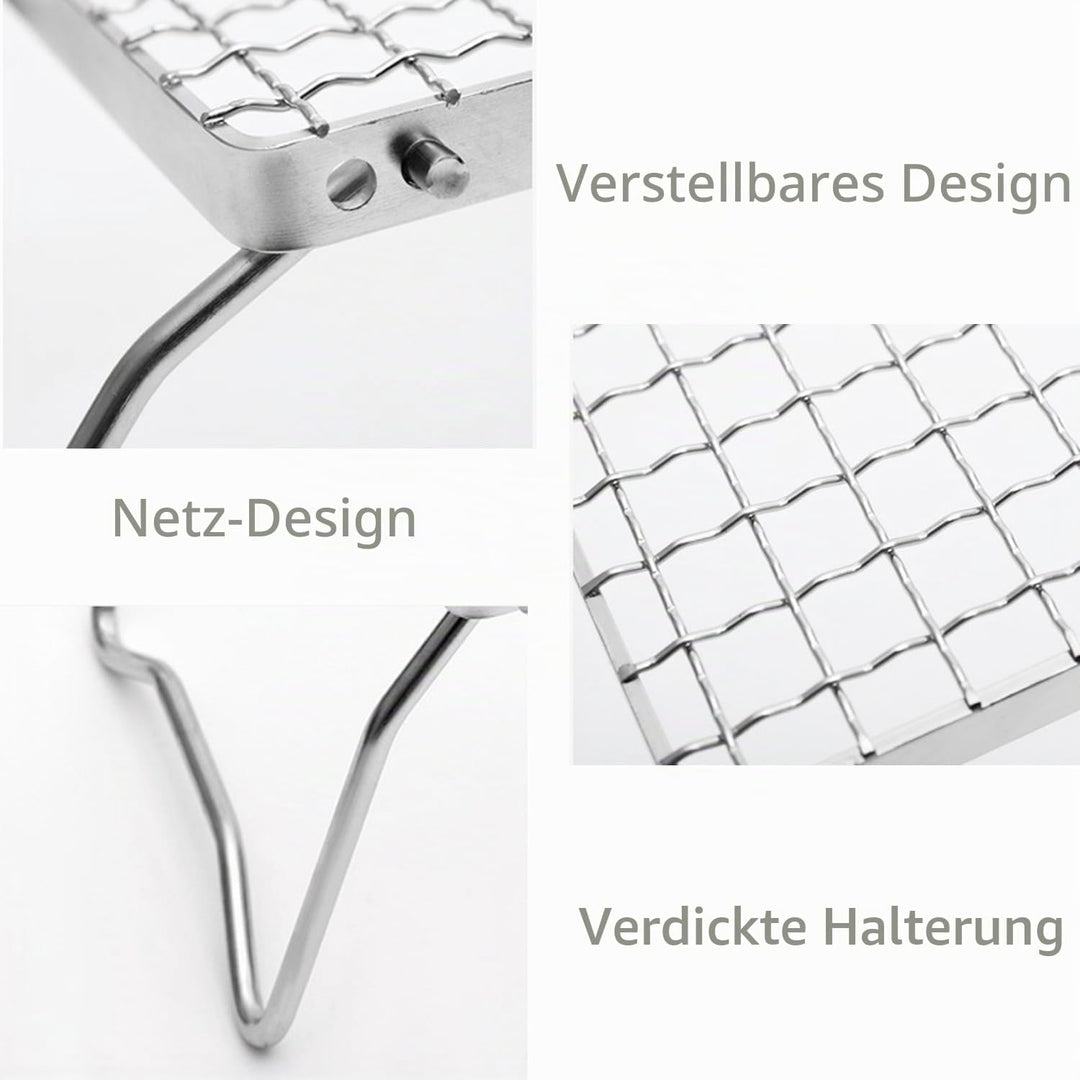 Grillrost Broiler Tragbarer Klappbarer Grill - 1 Stück, Silber, Edelstahl Kochfeldhalterung, Dampfga