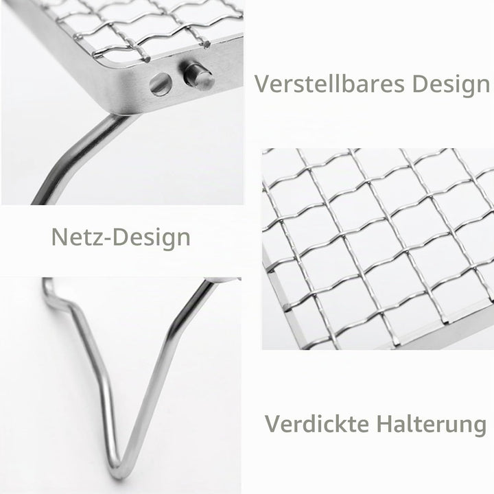 Grillrost Broiler Tragbarer Klappbarer Grill - 1 Stück, Silber, Edelstahl Kochfeldhalterung, Dampfga