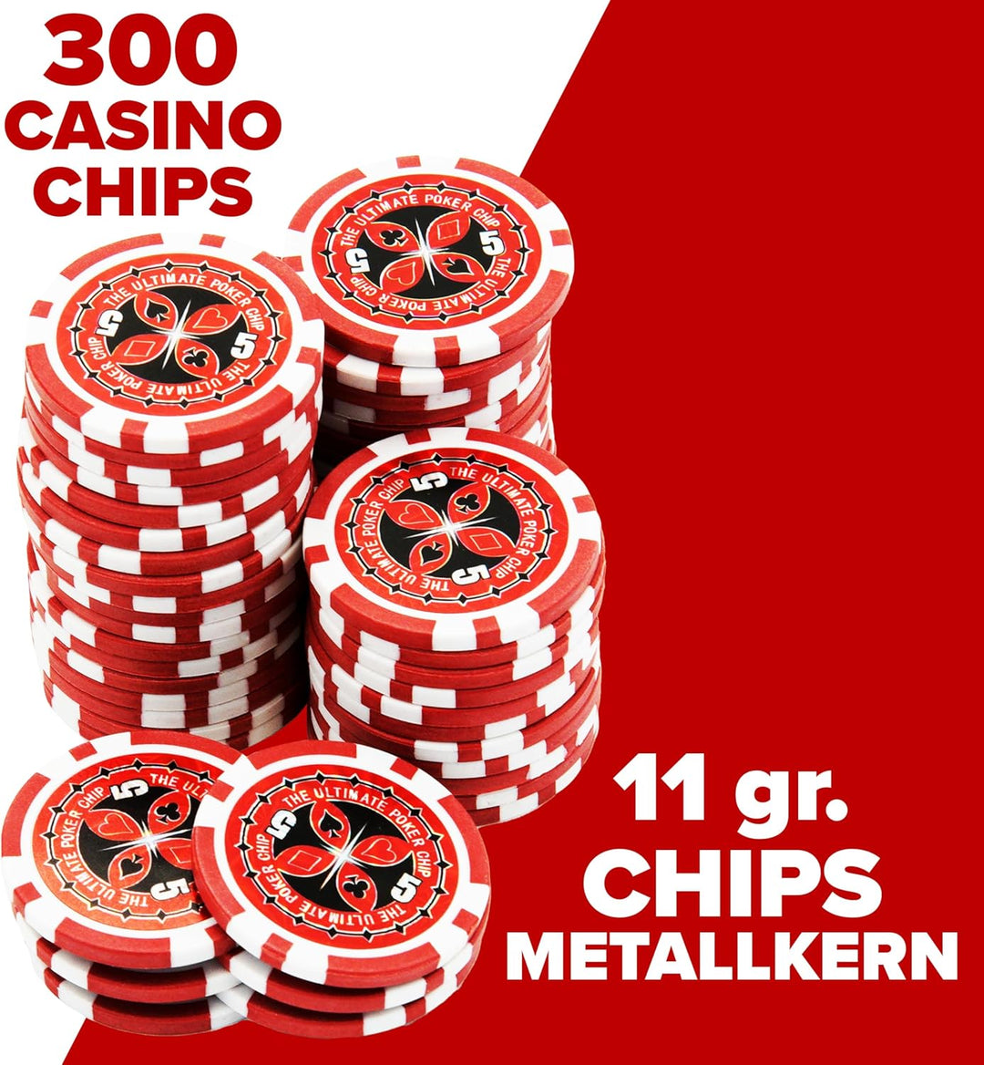 Kyto Pokerkoffer 300-tlg. Poker Set - Ideales Texas Holdem Set - Mit Koffer, Pokerchips, Pokerkarten