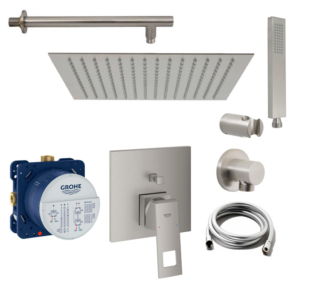 vanvilla Duschsystem mit Unterputz Duscharmatur von Grohe Eurocube Supersteel 2-Wege und vanvilla Re