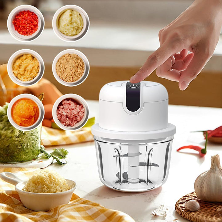 Mini Zwiebel Zerkleinerer Elektrisch,Elektrischer Küchenzerkleinerer 350ml, USB-Aufladung, Kabellose