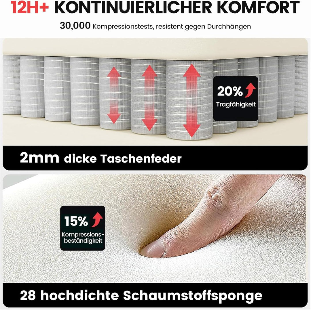 GTPLAYER Gaming Stuhl Stoff, Gaming Sessel mit Taschenfederkissen, ergonomischer Drehstuhl, Gamer St