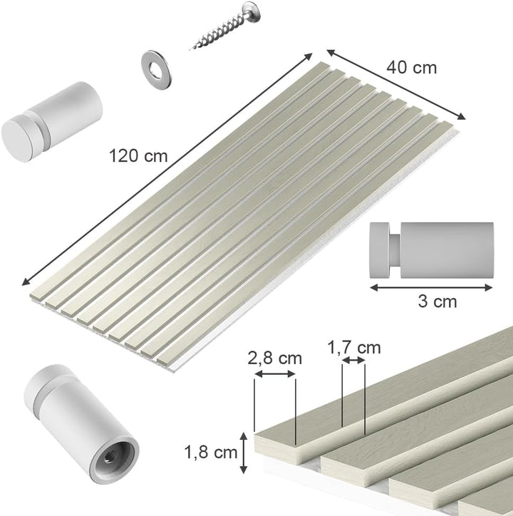 Vicco Akustikpaneele Sonoa, Salbeigrün/Weiss, 40 x 120 cm Salbeigrün/Weiss 8 Stück, Salbeigrün/Weiss