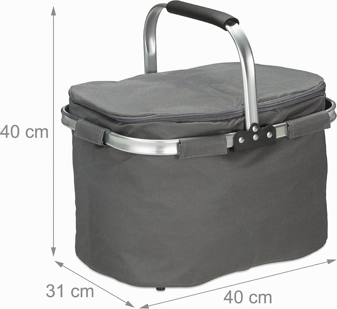 Relaxdays Einkaufskorb mit Kühlfunktion, faltbar, Deckel, Henkel, 27 Liter, Thermo Tragekorb, Polyes