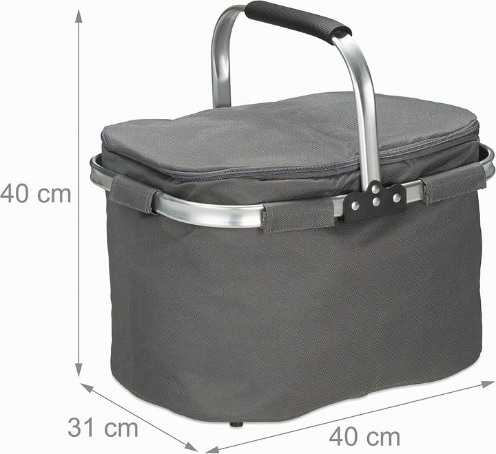 Relaxdays Einkaufskorb mit Kühlfunktion, faltbar, Deckel, Henkel, 27 Liter, Thermo Tragekorb, Polyes