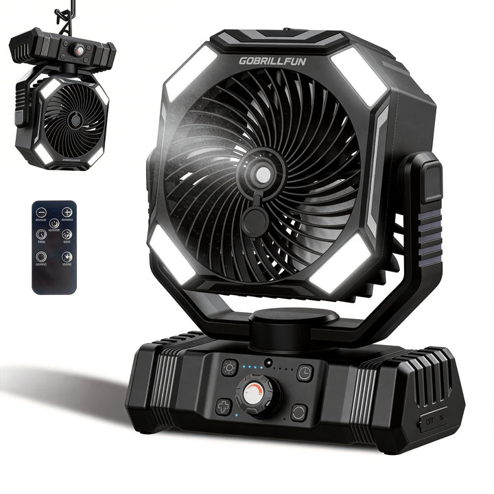 Akku Ventilator mit Sprühnebel, 10000mAh Wiederaufladbarer Tragbarer Ventilator, Oszillierender Kühl