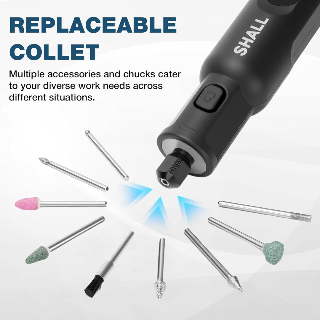 SHALL Akku-Rotationswerkzeug, 3,7 V, 20.000 U/min, 5 Geschwindigkeiten, per USB wiederaufladbares Sc