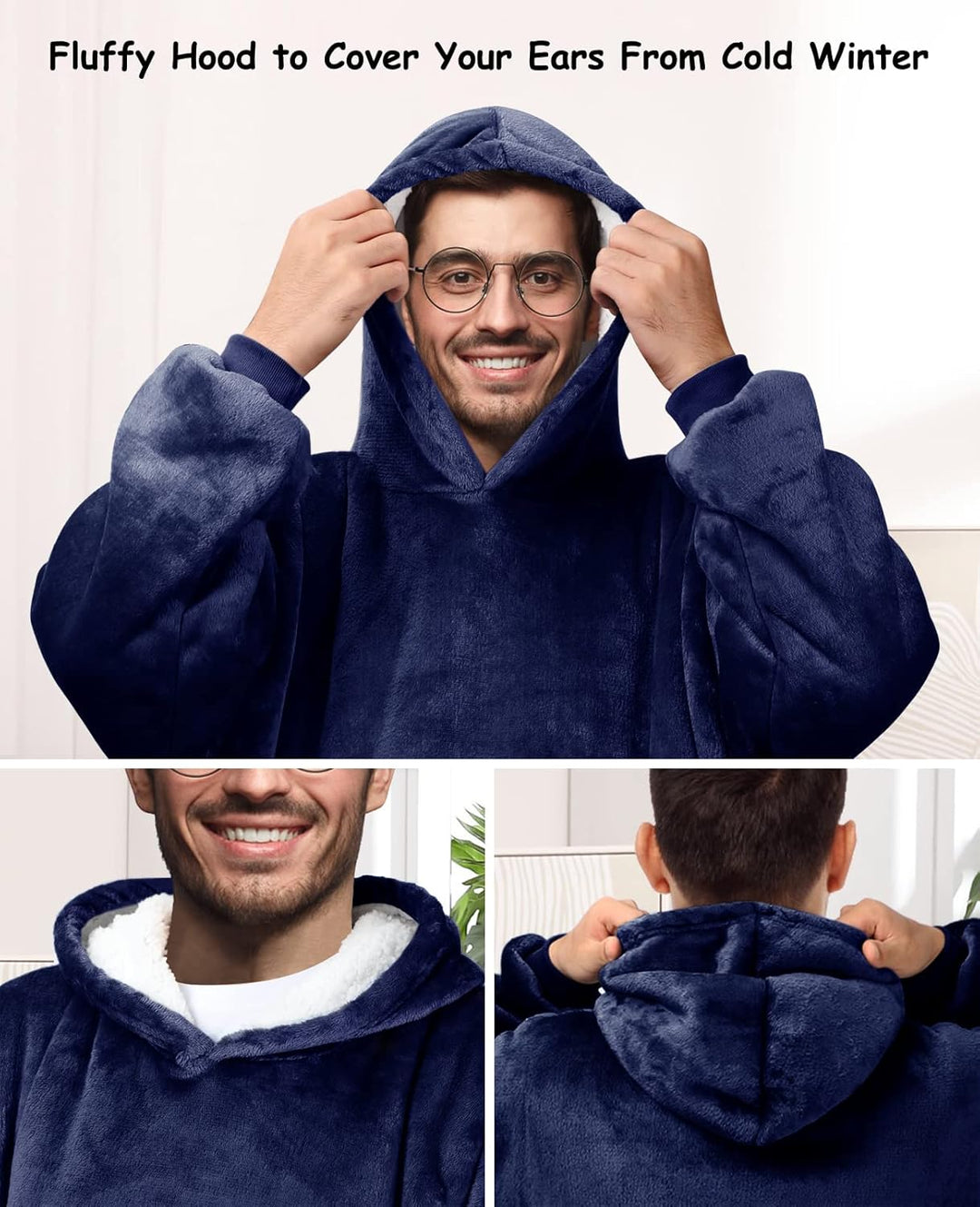 Sendowtek Übergrosse Hoodie Decke Damen Oversized, Sherpa Deckenpulli Weich Super Warme Komfortable