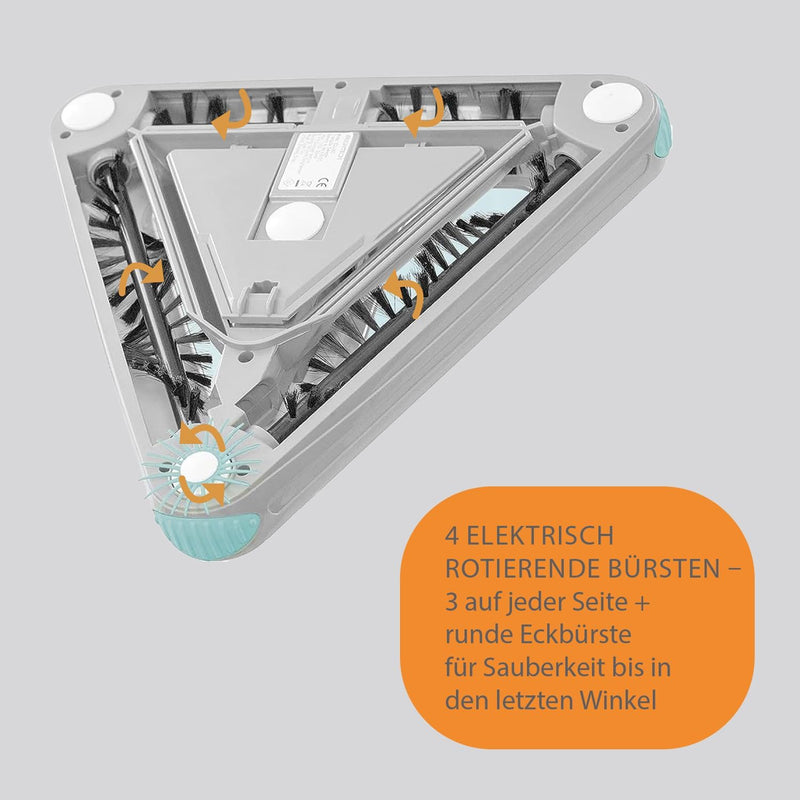 Livington Deeper Sweeper - kabelloser Akku Bodenreiniger mit 4 rotierenden Bürsten - Triangle-Design