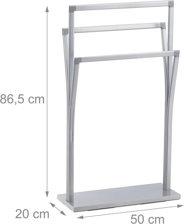 Relaxdays Handtuchständer dreiarmig, Handtuchhalter, HBT: 86,5 x 50 x 20 cm, Duschtuchhalter, für Ba