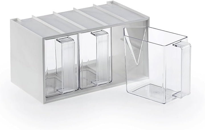 Naber Einsatzahmen weiss mit 3 Schütten glasklar Kunststoff, Transparent, 3er