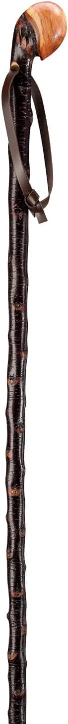 Gastrock Wanderstock Schwarzdorn-Wurzelstock rindenecht mit Lederschlaufe 99 cm, 99 cm