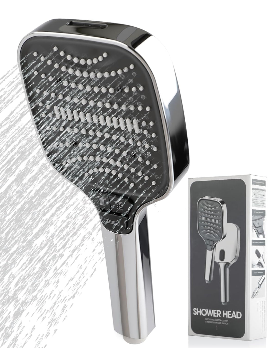 Duschkopf mit Hohem Wasserdruck, Handbrause Dusche mit 8 Strahlarten, 26.5 * 12cm Handbrause Duschko
