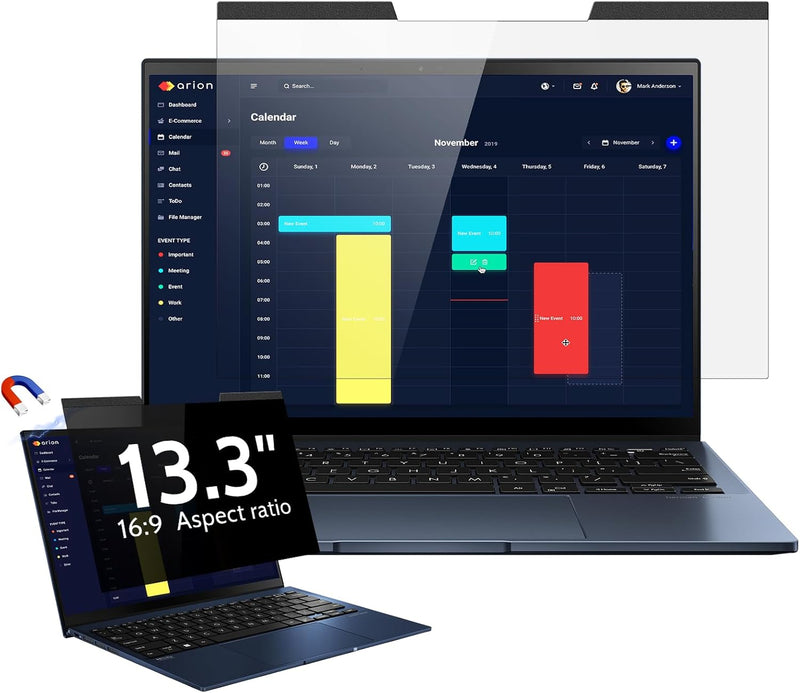 Magnetischer Laptop Sichtschutz für 13.3 Zoll Seitenverhältnis 16:9 Computer Bildschirm, 13" Abnehmb