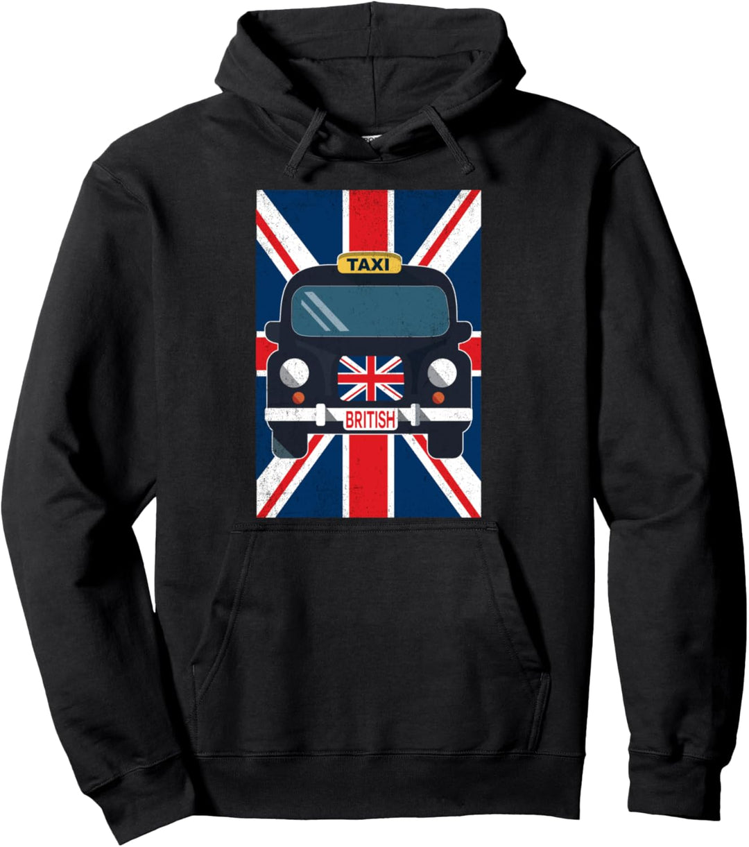 Hemd mit britischer Flagge, Taxi, Vintage, schwarzes Taxi, Grossbritannien, London, England Pullover