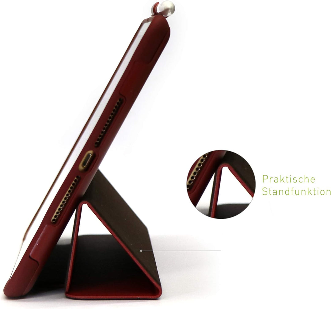 KMP GreenNu Schutzhülle/Klapphülle passend für iPad 9,7“ 2017/2018 – rot - 100% recyclebar – Bio-bas