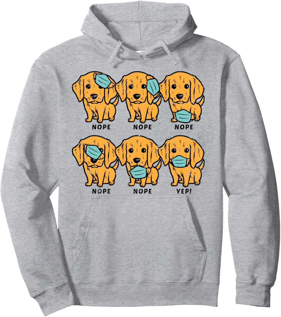 Golden Retriever Puppies in Masks Cute Quarantine Dog Gift Pullover Hoodie