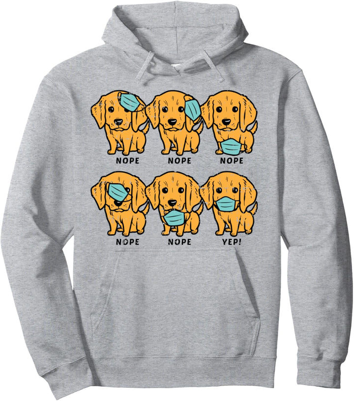 Golden Retriever Puppies in Masks Cute Quarantine Dog Gift Pullover Hoodie