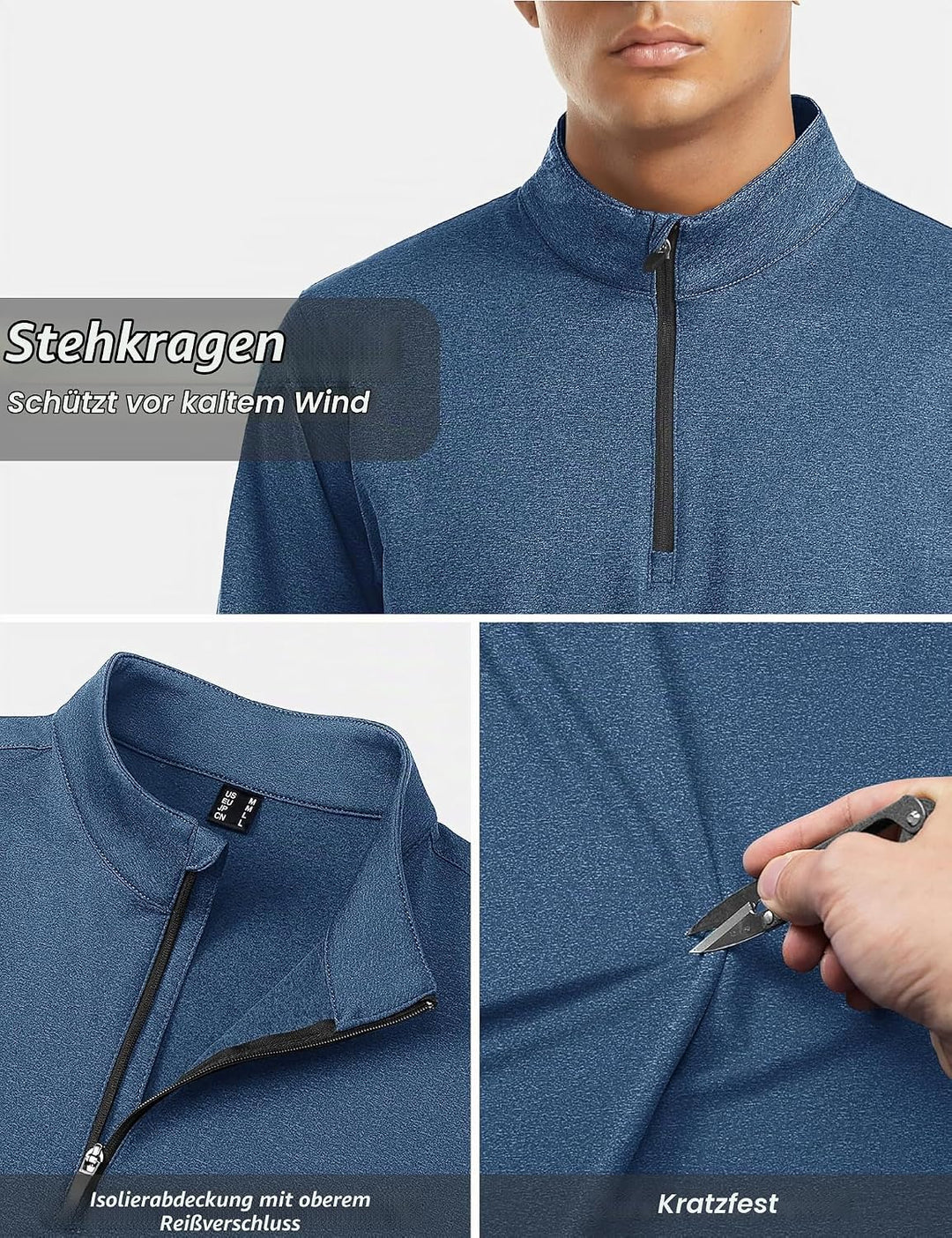 TACVASEN Pullover Herren Langarmshirt Half Zip Fleece Winterpullover Warm Atmungsaktiv Sport Sweatsh